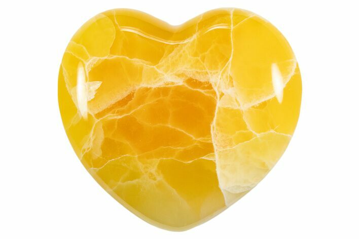 Polished Orange Honeycomb Calcite Heart - Utah #335277